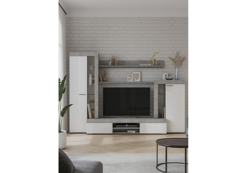 Готовая гостиная, Swede цемент светлый / белый