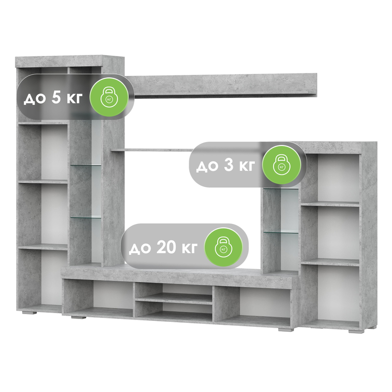 Готовая гостиная, Swede цемент светлый / белый