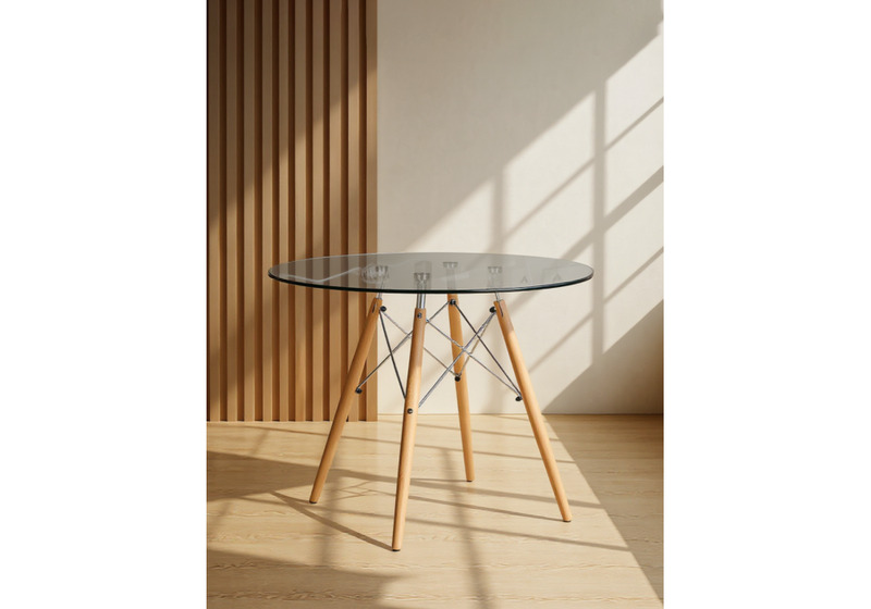 Стол стеклянный, PT-151 80х80х76 clear glass / wood