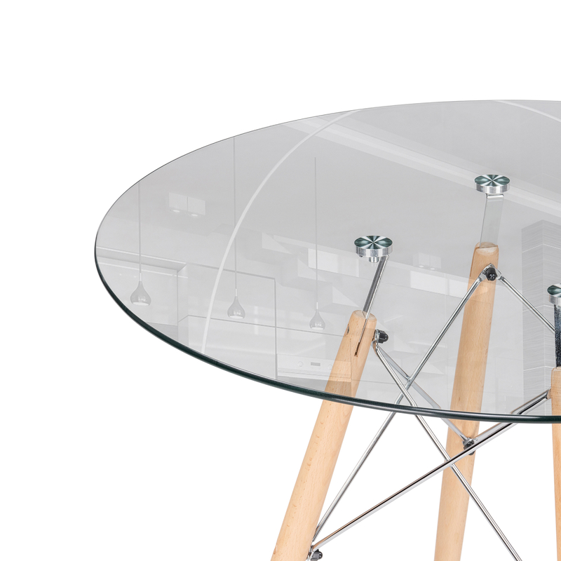 Стол стеклянный, PT-151 80х80х76 clear glass / wood