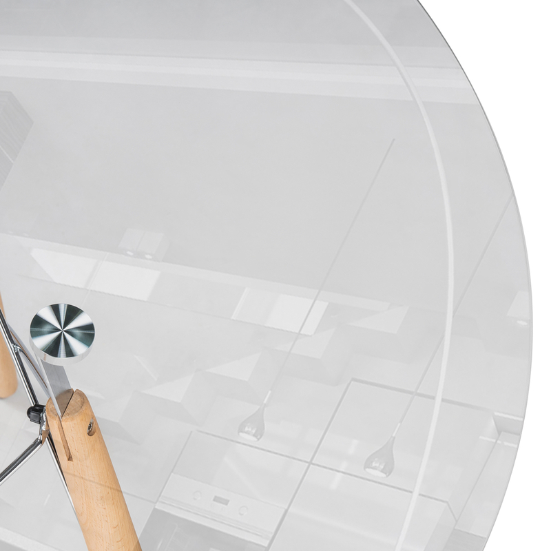 Стол стеклянный, PT-151 80х80х76 clear glass / wood