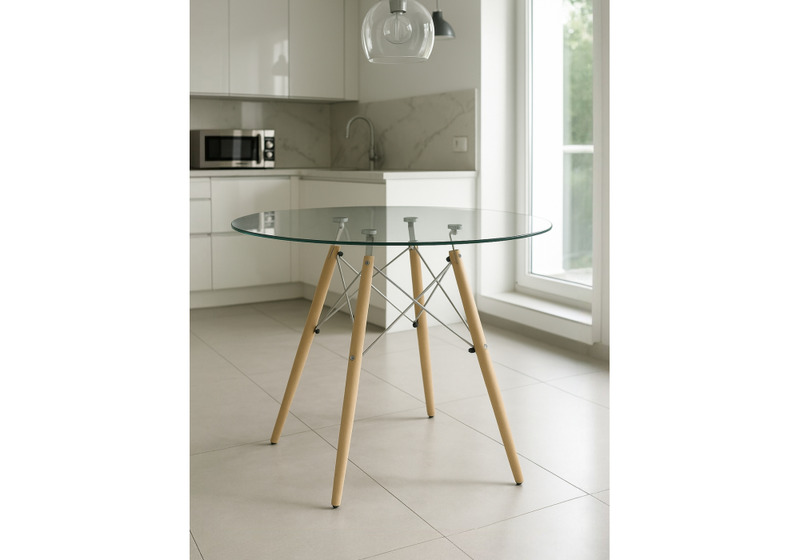 Стол стеклянный, PT-151 80х80х76 clear glass / wood