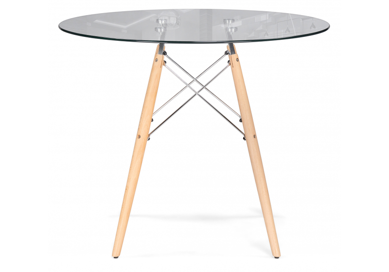 Стол стеклянный, PT-151 80х80х76 clear glass / wood