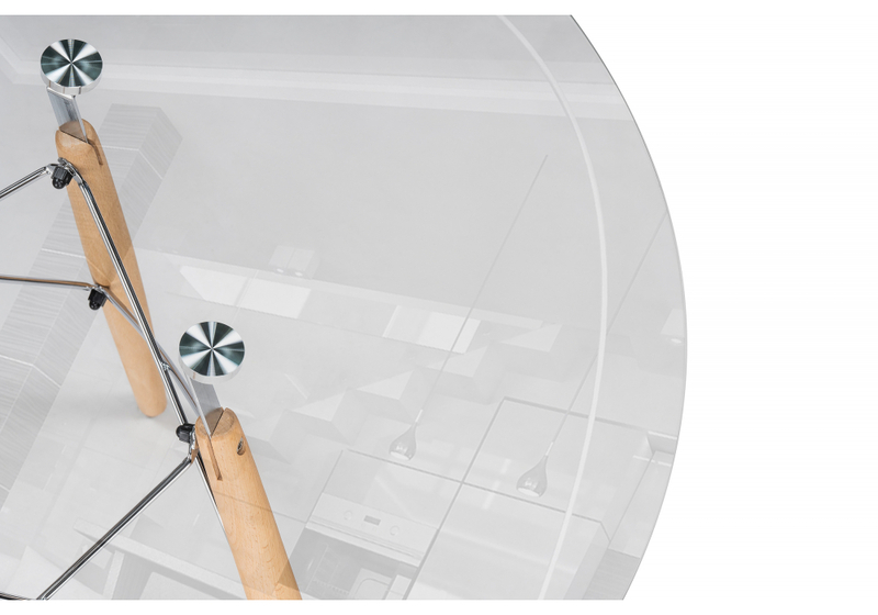 Стол стеклянный, PT-151 80х80х76 clear glass / wood