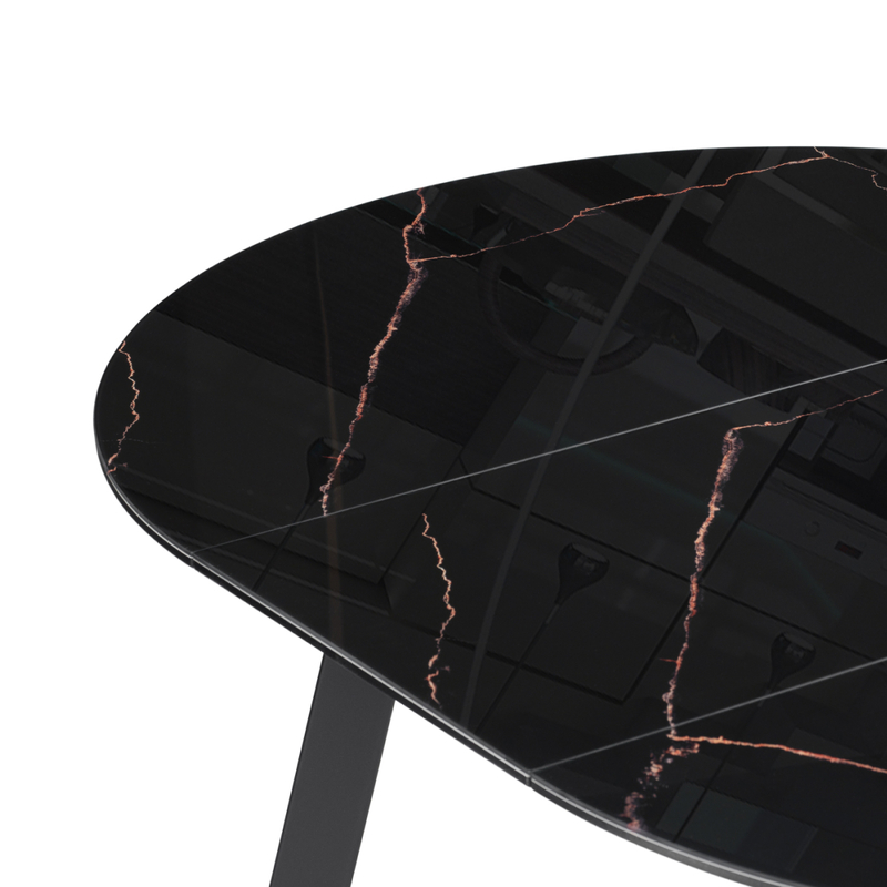 Стол стеклянный, Алингсос 100(140)х100х76 обсидиан / черный