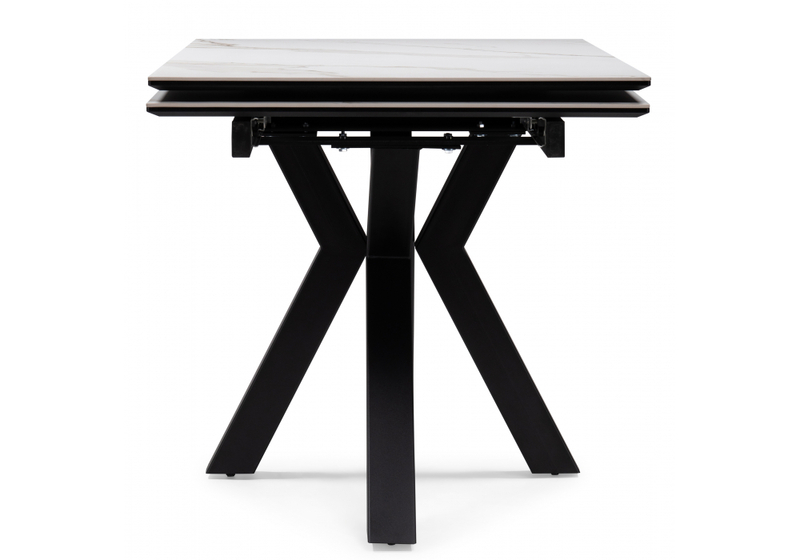 Керамический стол, Бронхольм 140(200)х80х77 белый мрамор / черный