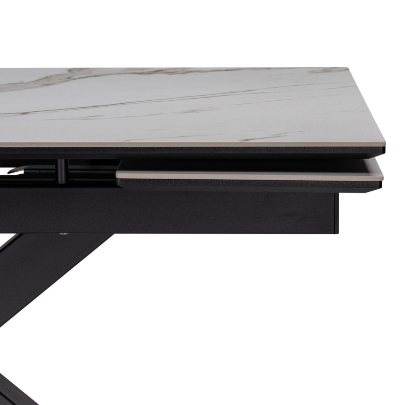Керамический стол, Бронхольм 140(200)х80х77 белый мрамор / черный