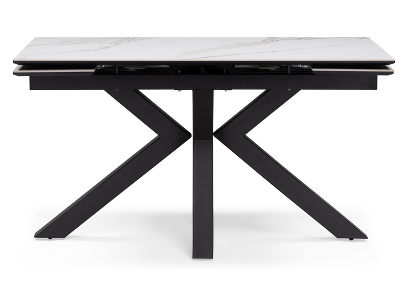 Керамический стол, Бронхольм 140(200)х80х77 белый мрамор / черный