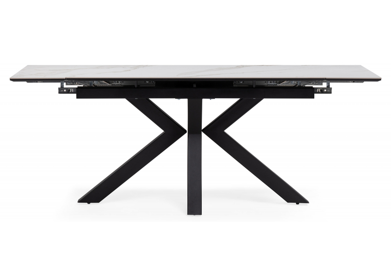 Керамический стол, Бронхольм 140(200)х80х77 белый мрамор / черный