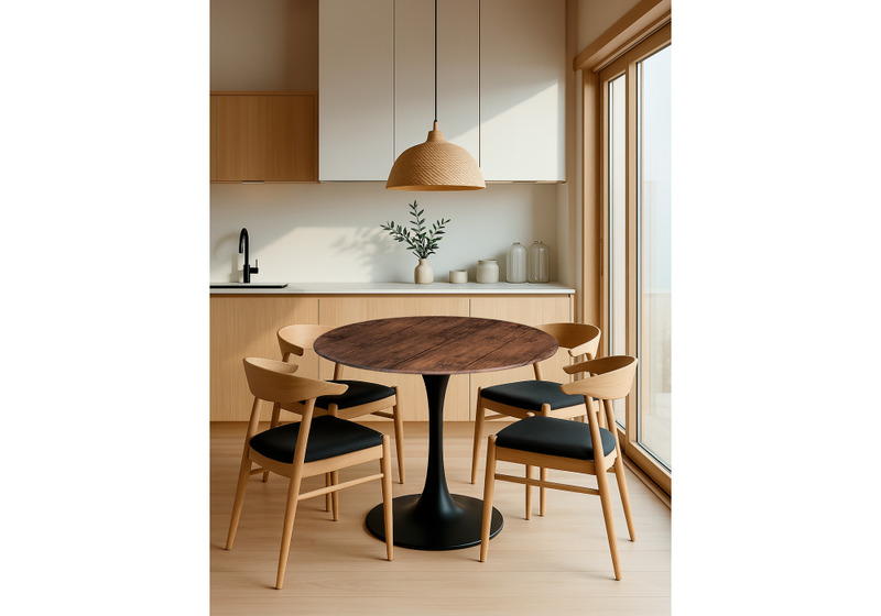 Стол деревянный, Тулип 90х73 орех кантри / черный