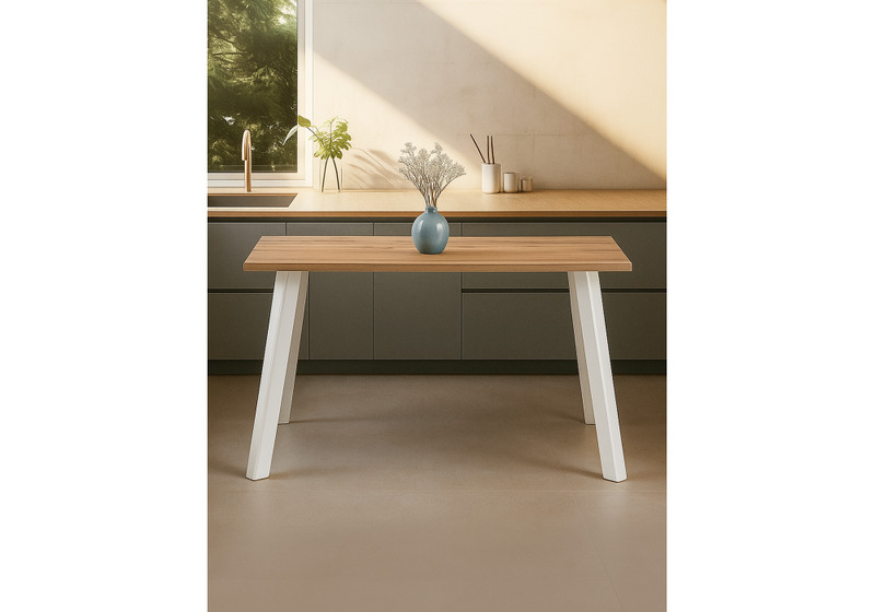 Стол деревянный, Тринити Лофт 120x80x75 25 мм дуб крафт золотой / белый матовый