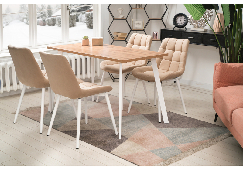 Стол деревянный, Тринити Лофт 120x80x75 25 мм дуб крафт золотой / белый матовый