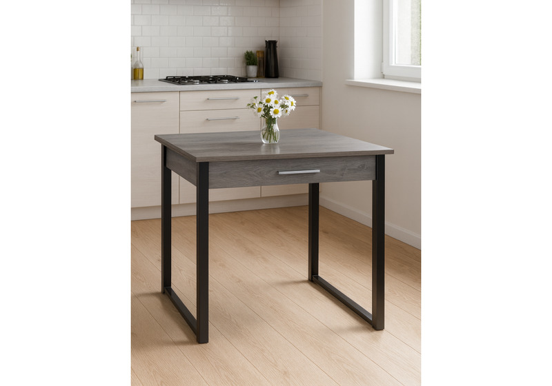 Стол деревянный, Ибби 90(128)х64х77 рошелье / черный матовый