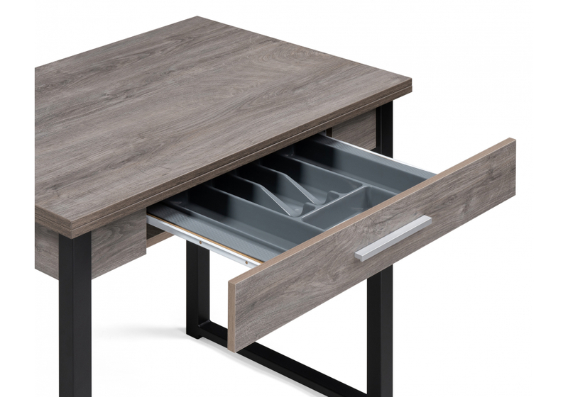 Стол деревянный, Ибби 90(128)х64х77 рошелье / черный матовый