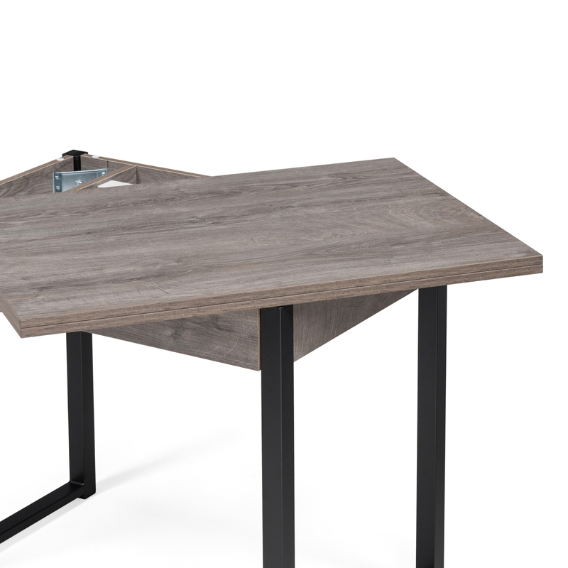 Стол деревянный, Ибби 90(128)х64х77 рошелье / черный матовый