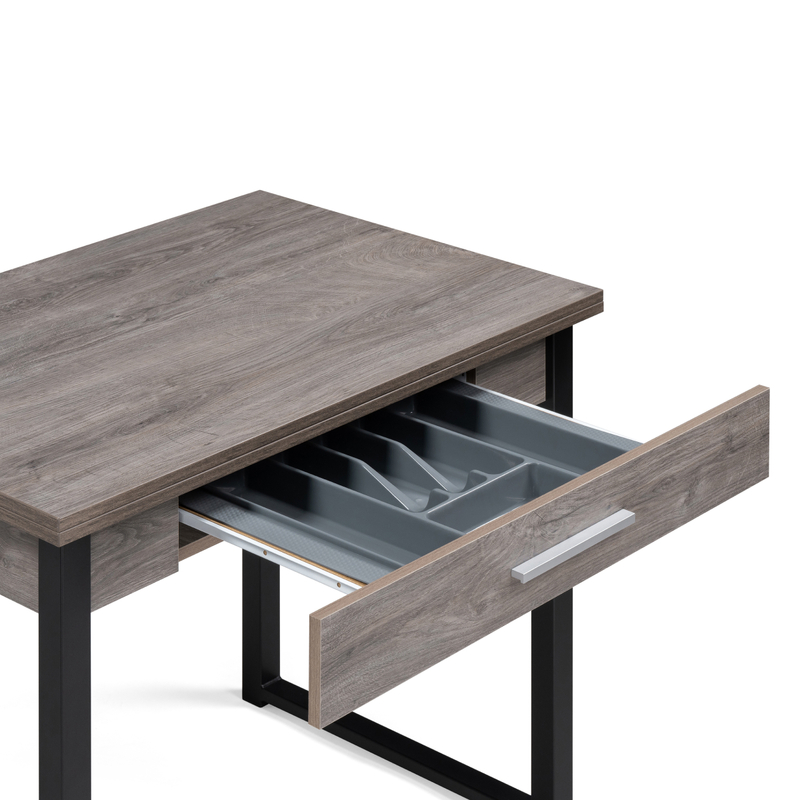 Стол деревянный, Ибби 90(128)х64х77 рошелье / черный матовый