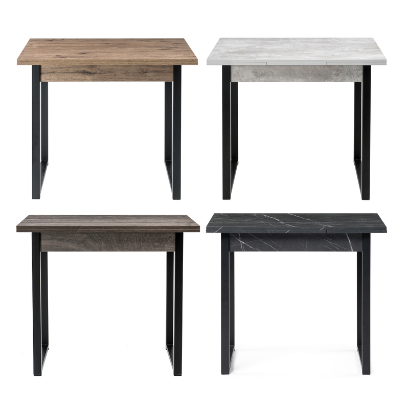 Стол деревянный, Форли 110(170)х67х77 рошелье / черный матовый