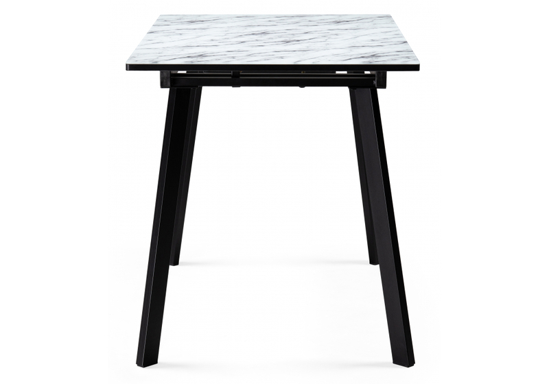 Стол стеклянный, Агни 110(140)х68х76 мрамор белый / черный матовый