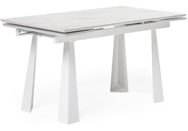 Обеденный стол, Бэйнбрук 140х80х76 белый мрамор  / белый