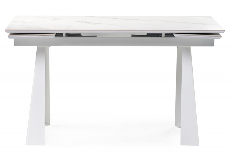 Обеденный стол, Бэйнбрук 140х80х76 белый мрамор  / белый