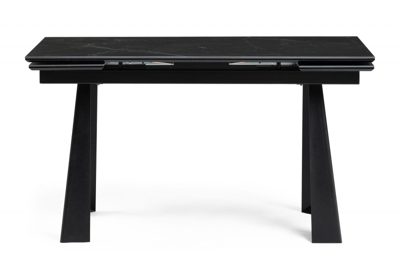 Обеденный стол, Бэйнбрук 140х80х76 черный мрамор / черный