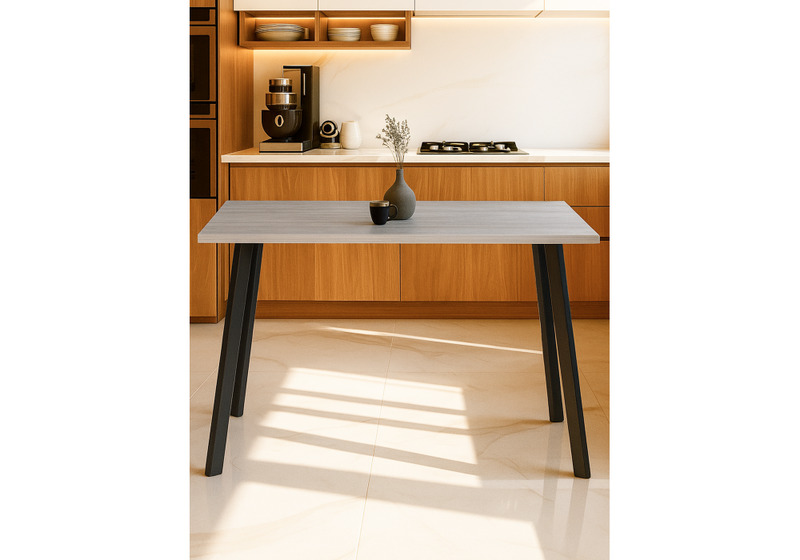 Стол деревянный, Тринити Лофт 120х80х75 25 мм бетон / черный матовый