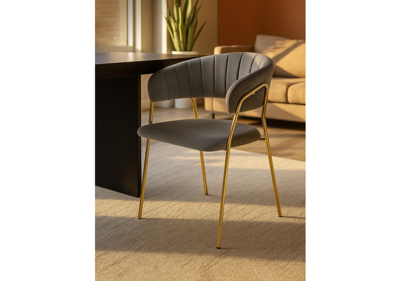 Стул на металлокаркасе, Kamelia 1 dark gray / gold