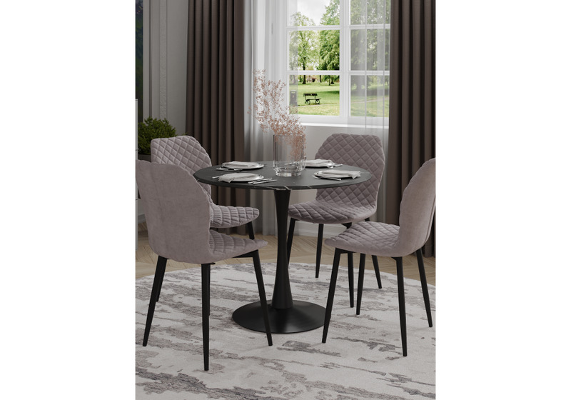 Стол деревянный, Тулип 90х73 мрамор черный / черный