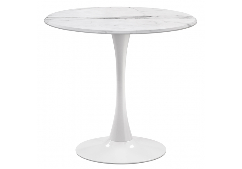Стол деревянный, Тулип 80х73 мрамор белый / белый