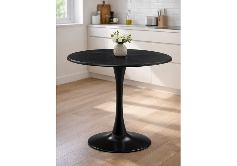 Стол деревянный, Тулип 80х73 мрамор черный / черный