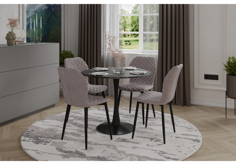 Стол деревянный, Тулип 80х73 мрамор черный / черный