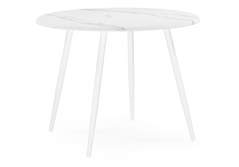 Стол деревянный, Абилин 100 мрамор белый / белый матовый стол
