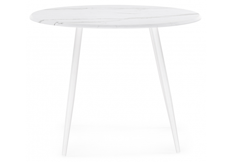 Стол деревянный, Абилин 100 мрамор белый / белый матовый стол
