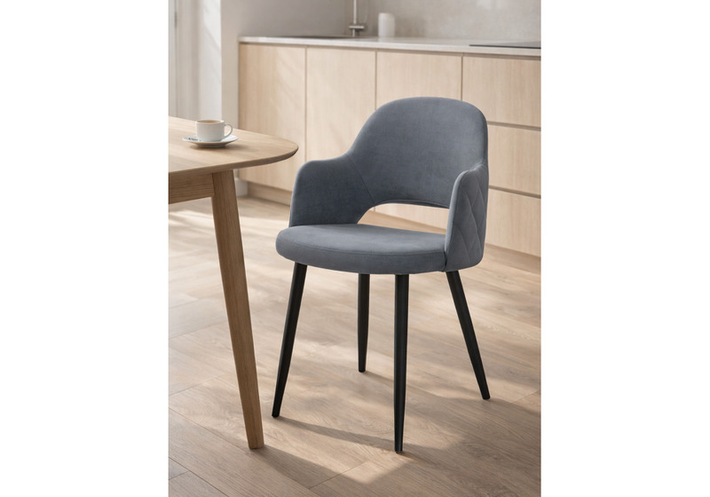 Стул на металлокаркасе, Гутрид ромбы сзади без складок серый / черный