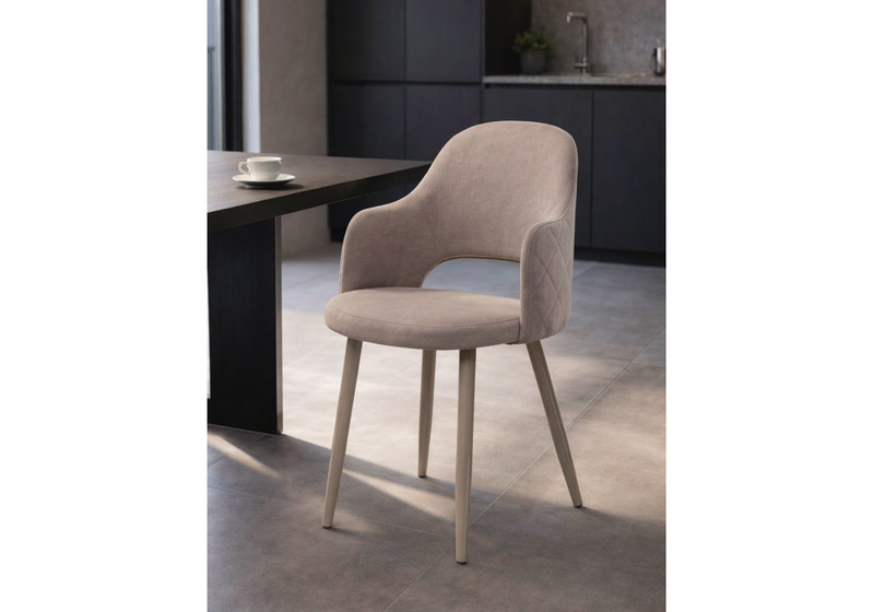 Стул на металлокаркасе, Гутрид ромбы сзади капучино