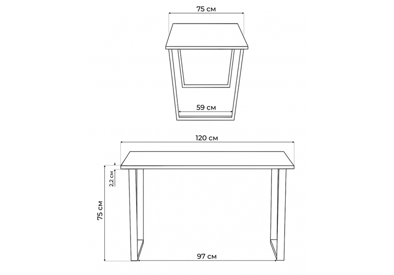 Стол деревянный, Лота Лофт 120x75 дуб крафт табачный / черный матовый