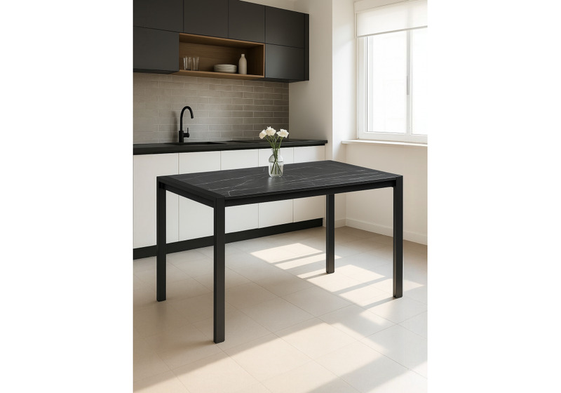 Стол деревянный, Центавр 120(160)х70х75 файерстоун / черный матовый