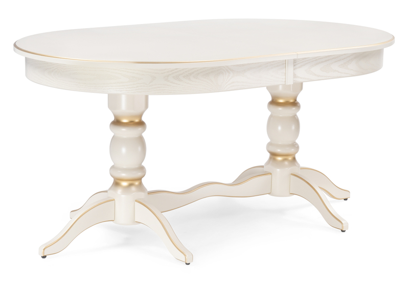 Стол деревянный, Дейвер 160(220)х100 слоновая кость / золото