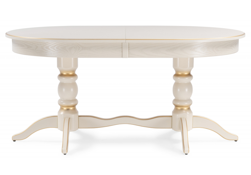 Стол деревянный, Дейвер 160(220)х100 слоновая кость / золото