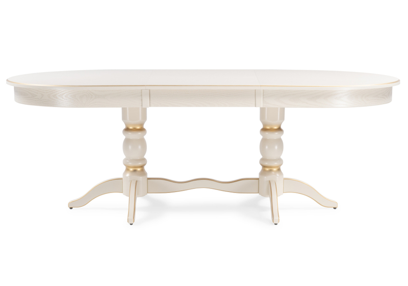 Стол деревянный, Дейвер 160(220)х100 слоновая кость / золото