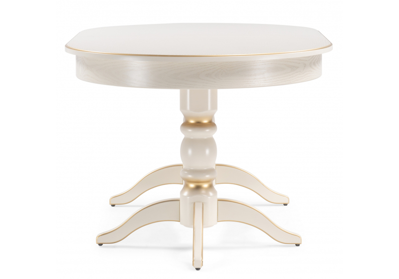 Стол деревянный, Дейвер 160(220)х100 слоновая кость / золото