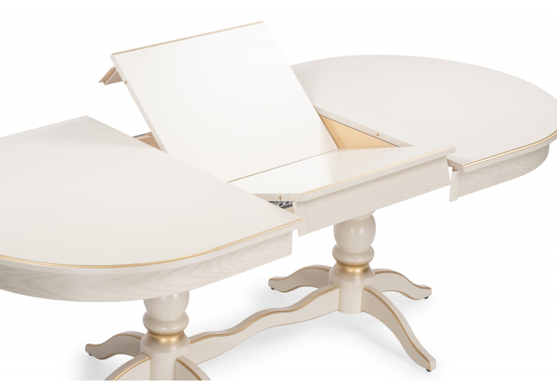 Стол деревянный, Дейвер 160(220)х100 слоновая кость / золото