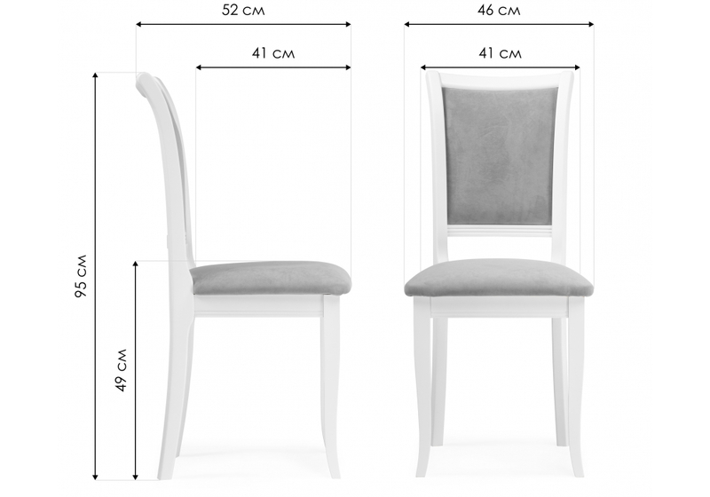 Стул деревянный, Корнелл серый велюр / белый