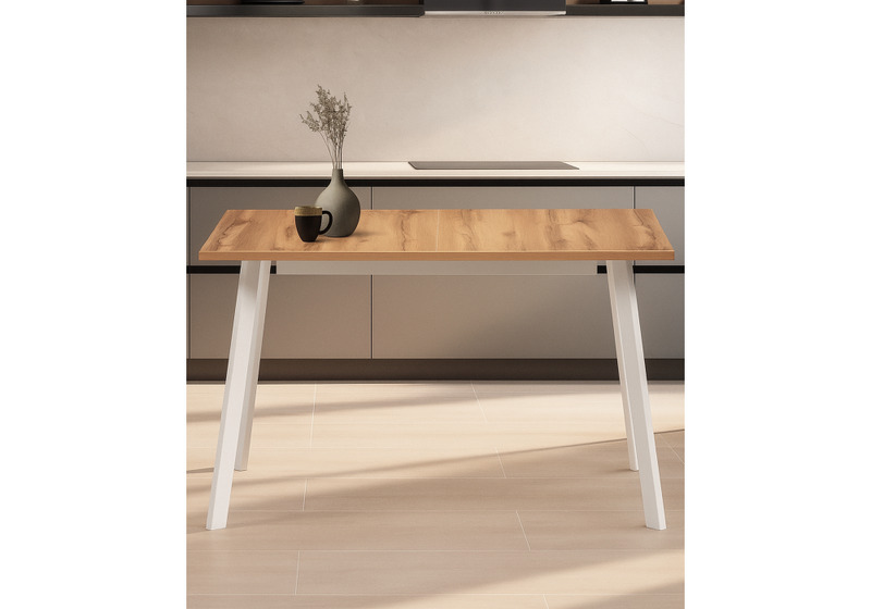 Стол деревянный, Колон Лофт 120(160)х75 дуб крафт золотой / белый матовый