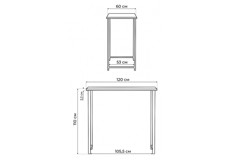 Обеденный стол, Дилан Лофт 120х60х110 дуб вотан