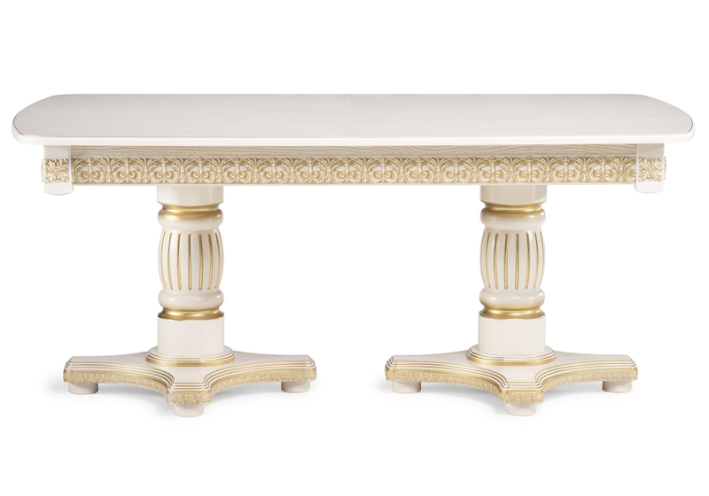 Стол деревянный, Морнит 180(240)х100 слоновая кость / золото
