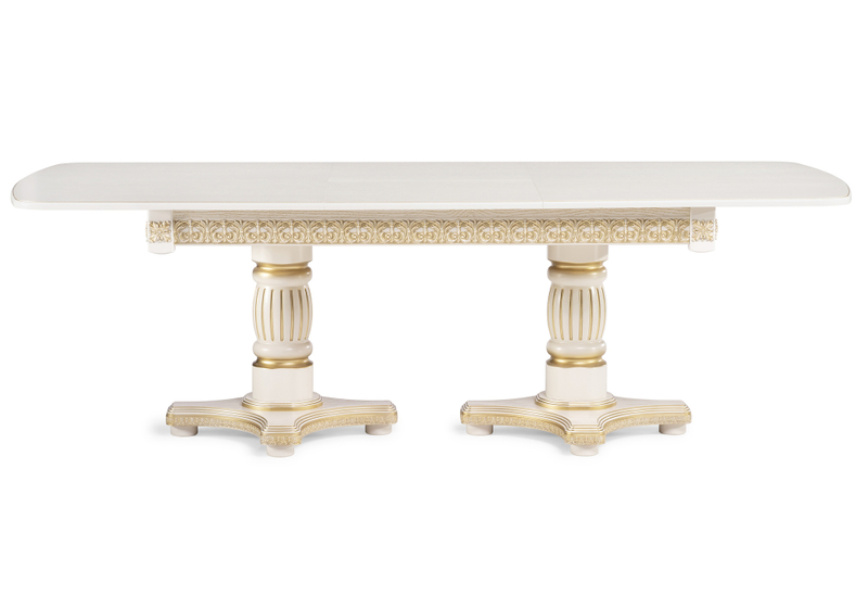 Стол деревянный, Морнит 180(240)х100 слоновая кость / золото