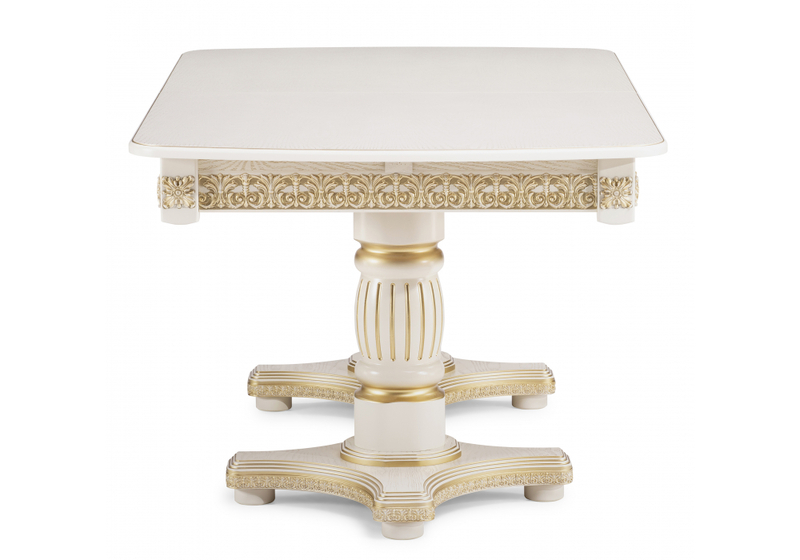 Стол деревянный, Морнит 180(240)х100 слоновая кость / золото