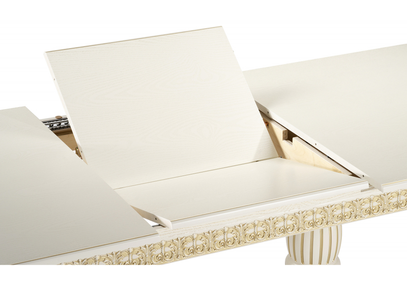 Стол деревянный, Морнит 180(240)х100 слоновая кость / золото