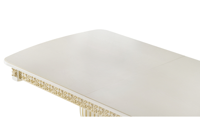 Стол деревянный, Морнит 180(240)х100 слоновая кость / золото